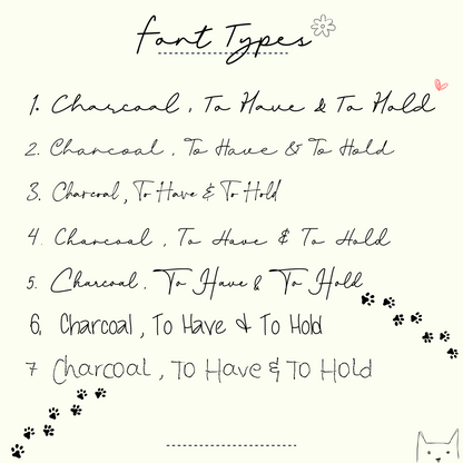 Sample 'Font Types' for text engraving